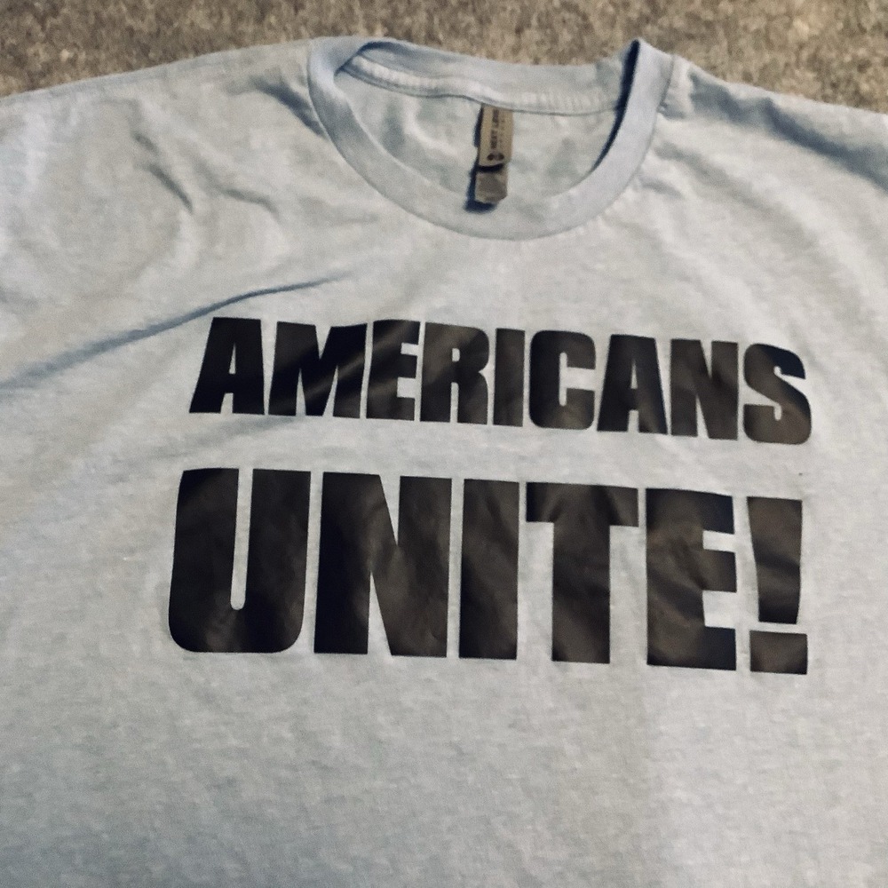 AMERICANS  UNITE   T-Shirt Men's 2XL ‎ Baby Blue Next Level